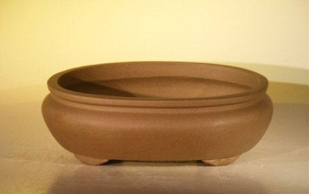 Ceramic Bonsai Pot/Saucer - Mustard Oval - 6 1/8 x 4 1/2 x 2 with Felt Feet